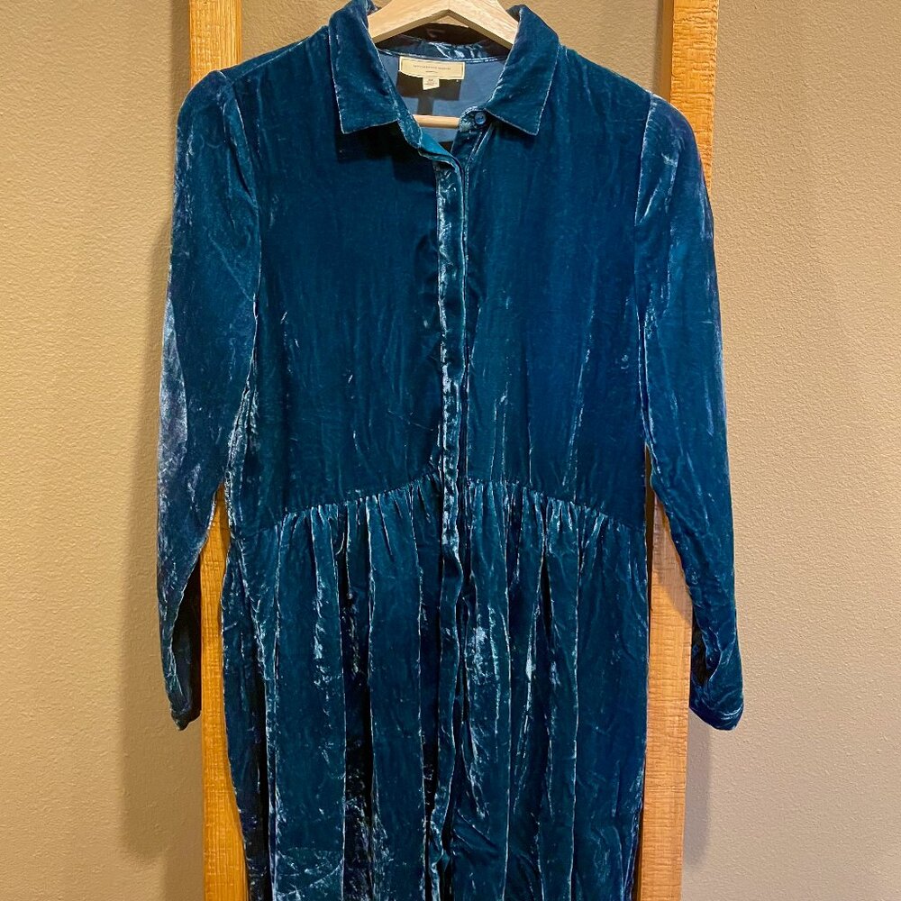 Moulinette Soeurs Velvet Green Dress from Anthropologie